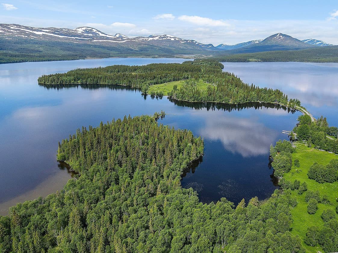 Fiskesjöar och fjäll i området